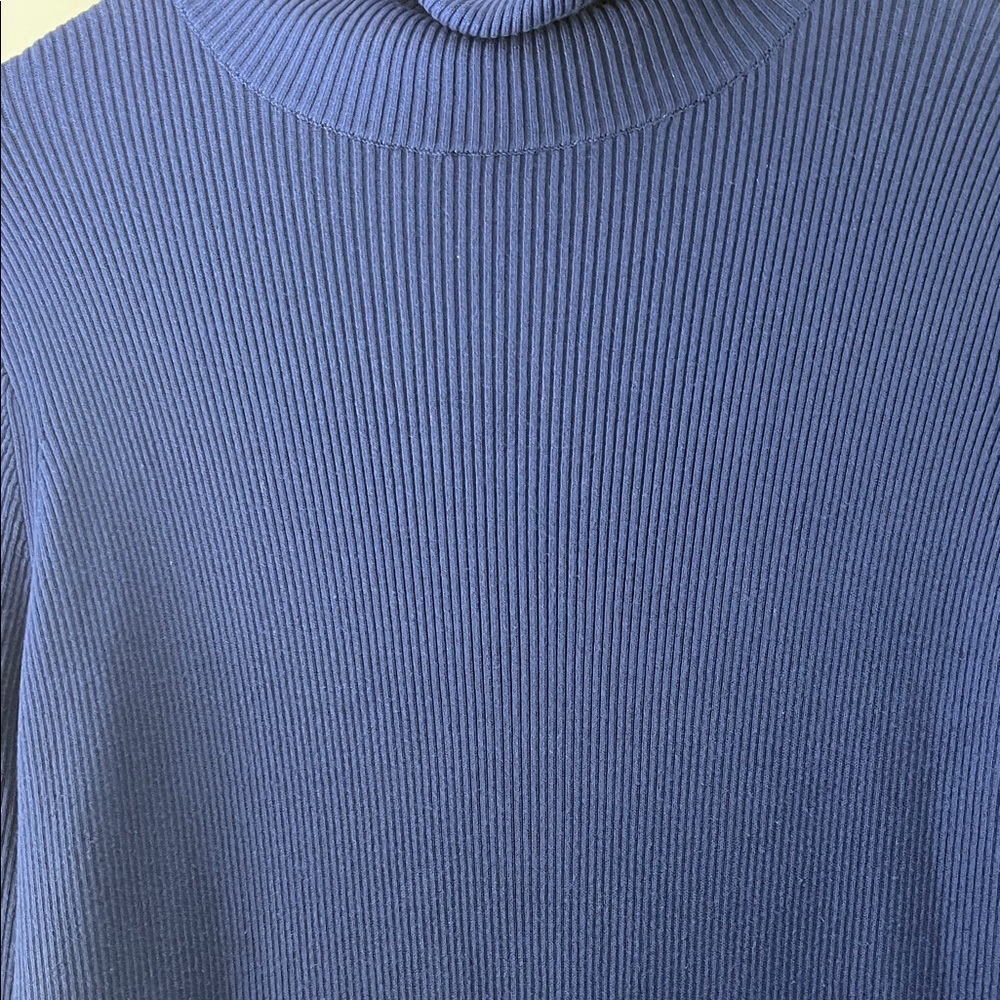 Elegant Blue Turtleneck Dress - Picture 4 of 5